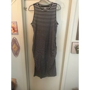 Old Navy‎  sleeveless Maternity Dress XL Stripped Blue/ White Stretchy